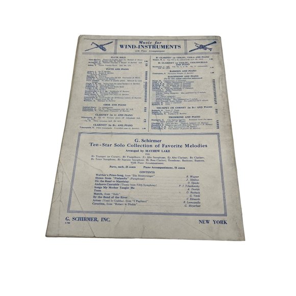 1939 G Schirmer Ten Star Solo Collection of Favorite Melodies for B♭ Clarinet - Picture 2 of 7